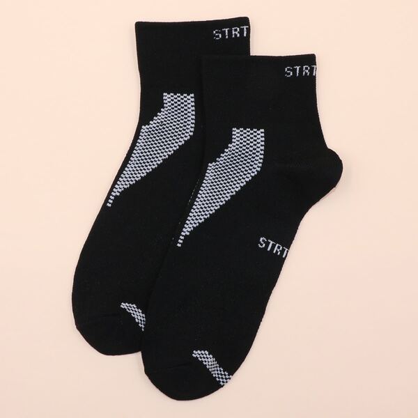 

Letter Graphic Crew Socks, Black