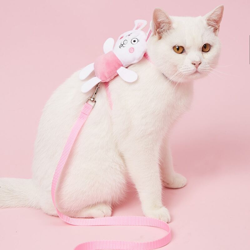 

1pc Plush Rabbit Pet Harness & 1pc Leash, Pink