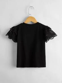 SHEIN Young Girl Contrast Lace Top Summer Holiday