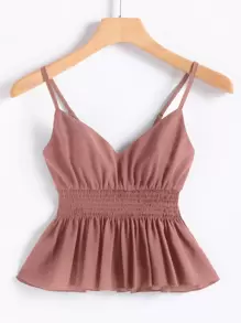 Breezaya Solid Shirred Cami Top - Redwood - View 1