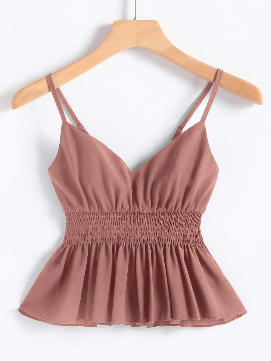Breezaya Solid Shirred Cami Top - Redwood - View 1