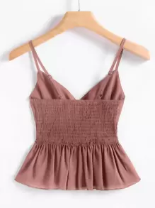 Breezaya Solid Shirred Cami Top - Redwood - View 2