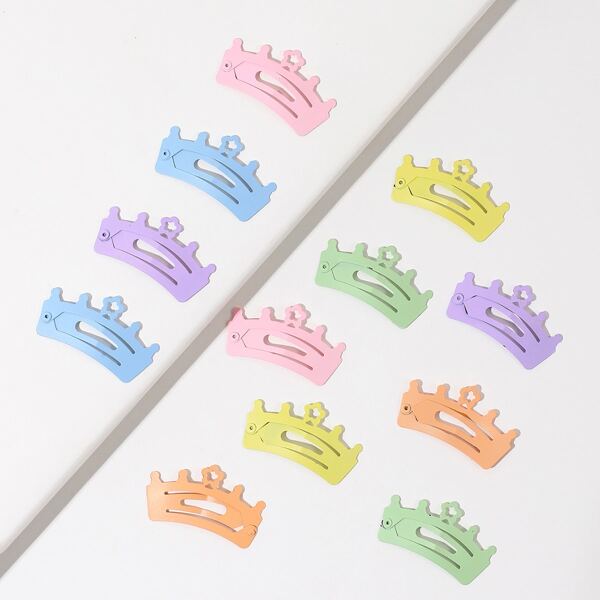 

12pcs Toddler Girls Solid Hair Clip, Multicolor
