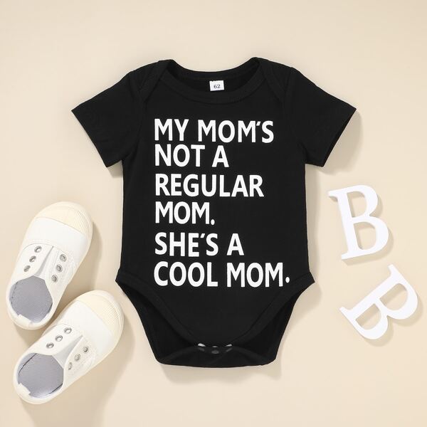 

Baby Boy Slogan Graphic Tee Bodysuit, Black