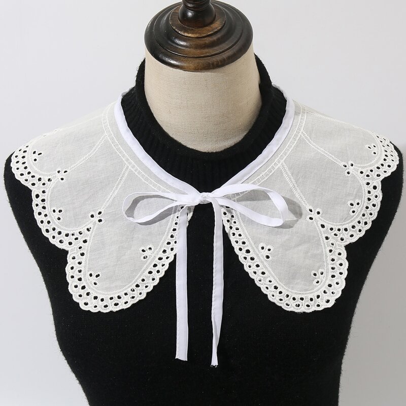 

Eyelet Embroidery Dickey Collar, White