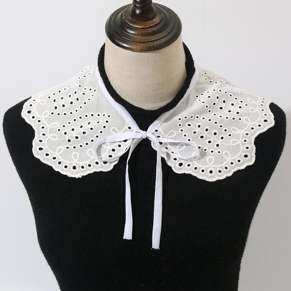 

Eyelet Embroidery Dickey Collar, White