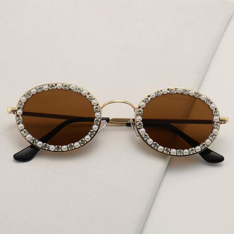 

Rhinestone Decor Tinted Lens Sunglasses