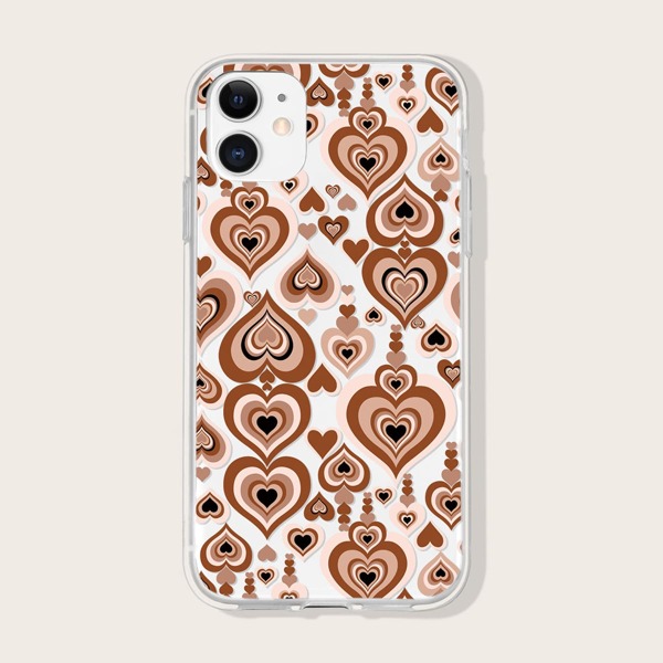 

Heart Print Phone Case, Chocolate brown
