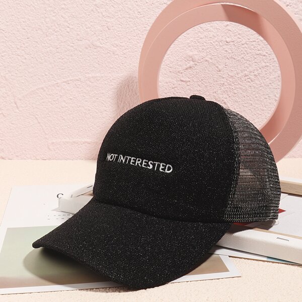 

Letter Embroidered Baseball Cap, Black