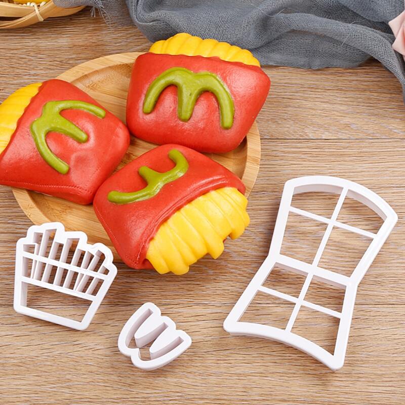 

3pcs Plastic French Fry Design Cake Mold, White
