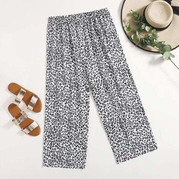 

Plus Leopard Elastic Waist Sleep Pants, Multicolor