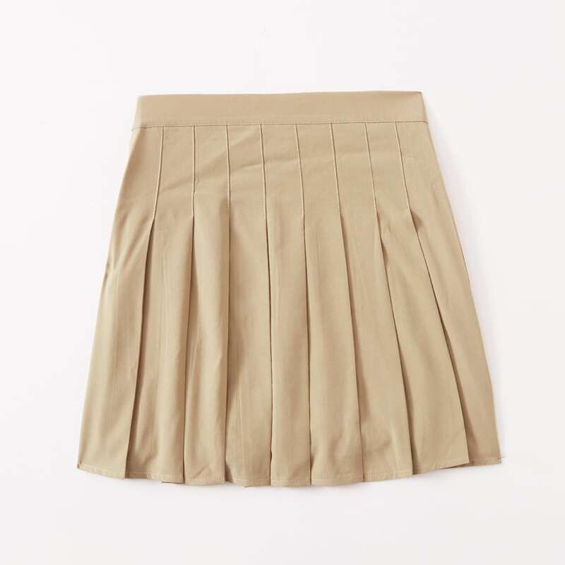 

Solid Pleated Skirt, Khaki