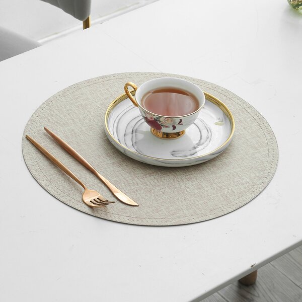 

1pc Round Water Proof Placemat, Khaki