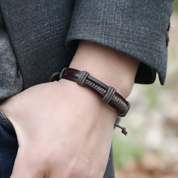 

Men PU Leather Bracelet, Brown
