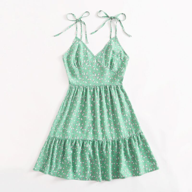 

Ditsy Floral Tie Shoulder Cami Dress, Green