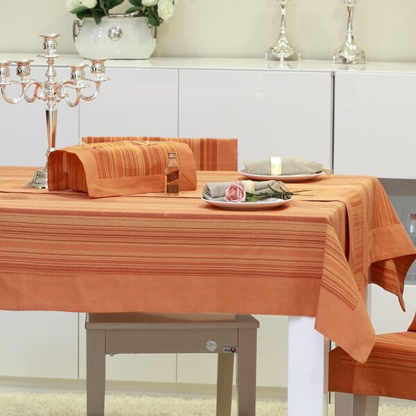 

1pc Striped Pattern Tablecloth, Orange