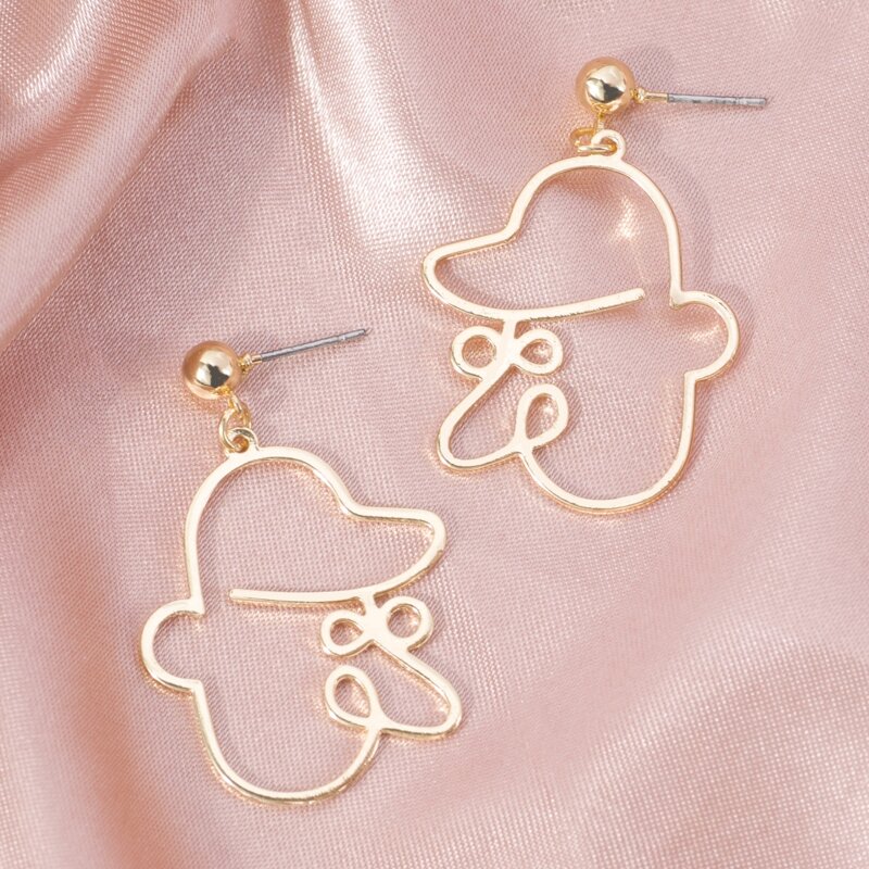 

1pair Figure Drop Earrings, Gold