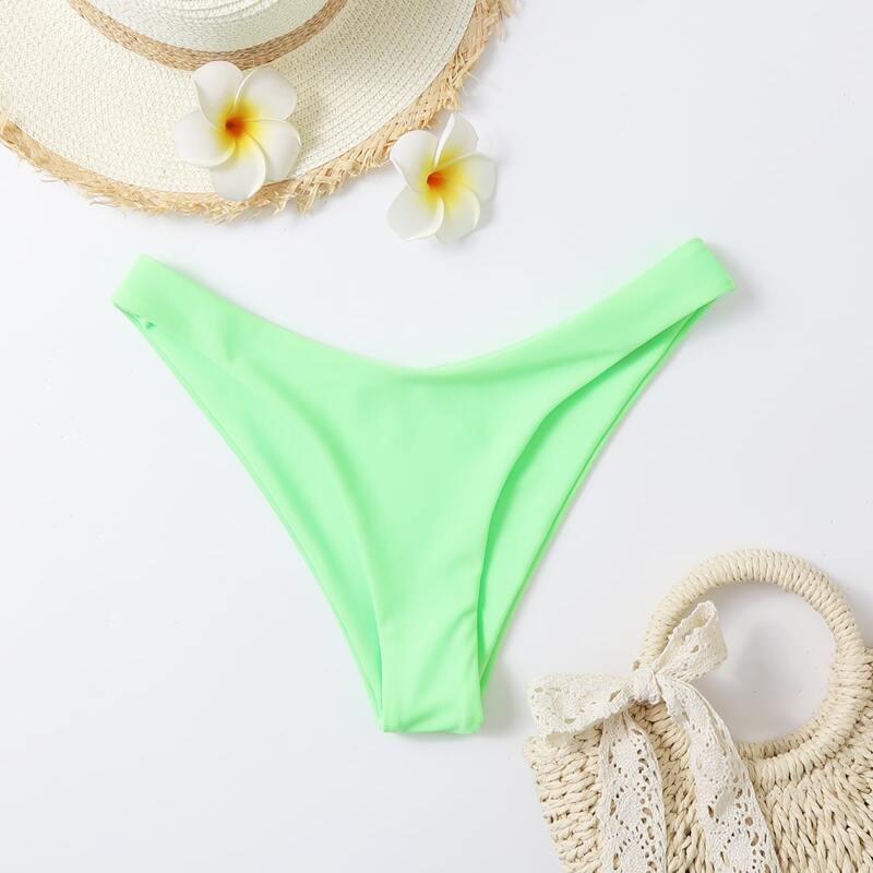 

Solid High Leg Bikini Bottom, Green neon