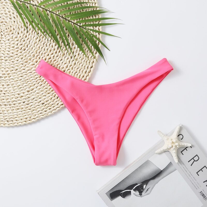 

Solid High Leg Bikini Bottom, Hot pink