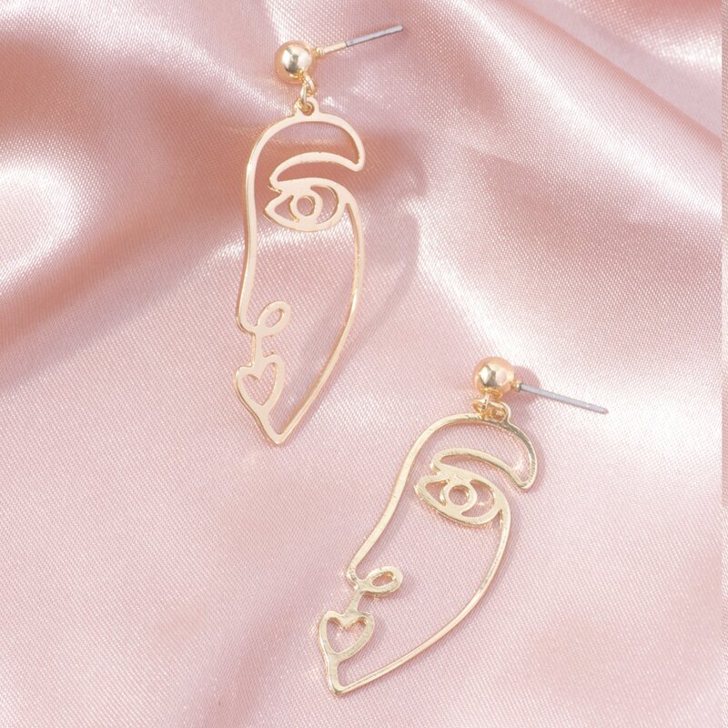 

1pair Figure Drop Earrings, Gold