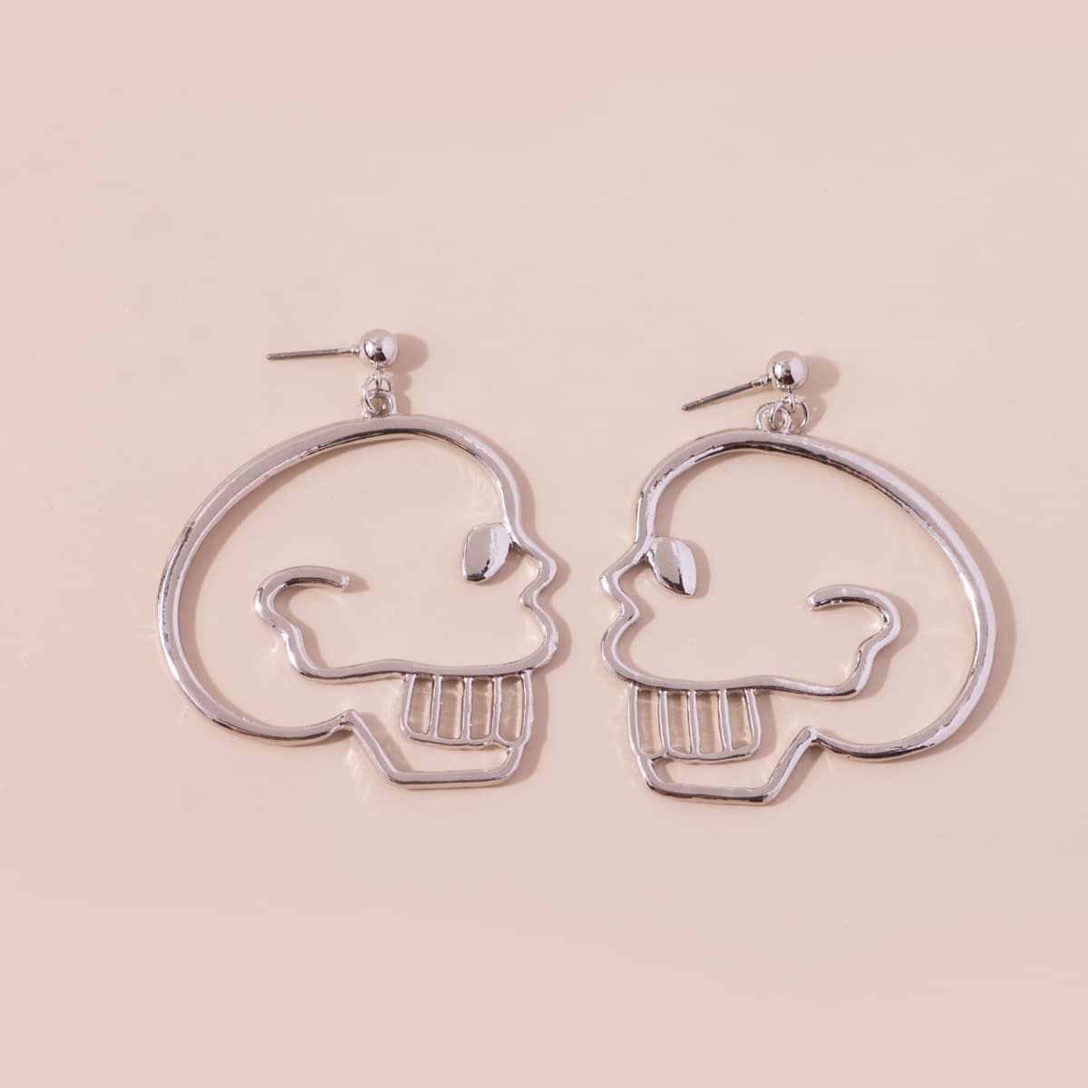 

1pair Skull Drop Earrings, Silver