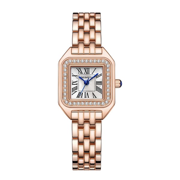 

Rhinestone Decor Square Pointer Quartz Watch