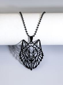 Fashionable and Popular Men Hollow Pendant Necklace Stainless Steel for Jewelry Gift and for a Stylish Look - Black - View 1