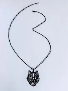 Fashionable and Popular Men Hollow Pendant Necklace Stainless Steel for Jewelry Gift and for a Stylish Look - Black - View 2