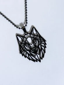 Fashionable and Popular Men Hollow Pendant Necklace Stainless Steel for Jewelry Gift and for a Stylish Look - Black - View 3