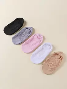 5pairs Contrast Lace Invisible Socks