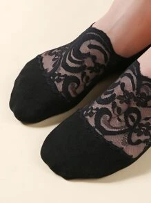 5pairs Contrast Lace Invisible Socks