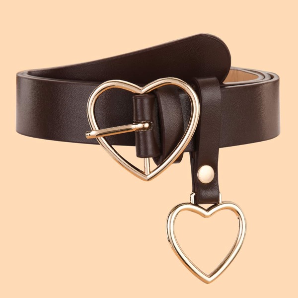 

Heart Buckle Belt, Coffee brown