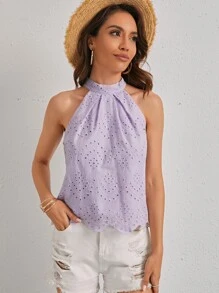 SHEIN Tie Back Schiffy Halter Top