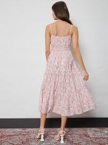 SHEIN 打褶小碎花吊帶連衣裙 - 彩色 - 查看 2