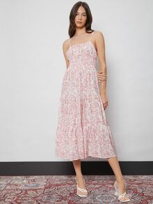 SHEIN 打褶小碎花吊帶連衣裙 - 彩色 - 查看 3