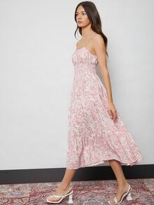 SHEIN 打褶小碎花吊帶連衣裙 - 彩色 - 查看 5