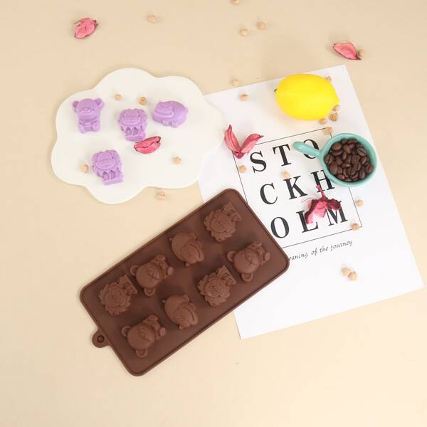 

1pc Cartoon Animal Chocolate Mold, Coffee brown