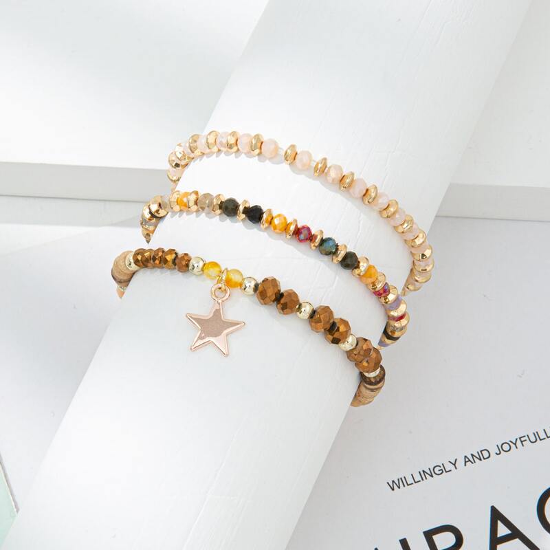 

3pcs Beaded Bracelet, Multicolor