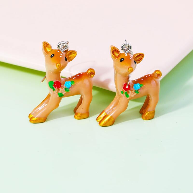 

1pair Fawn Drop Earrings, Multicolor