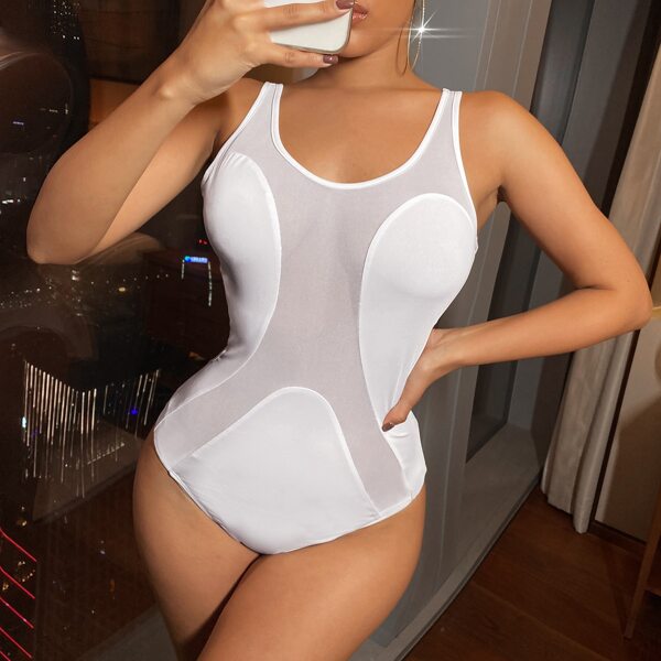 

Solid Backless Tank Bodysuit, White