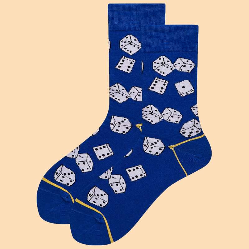 

Guys Dice Print Crew Socks, Blue