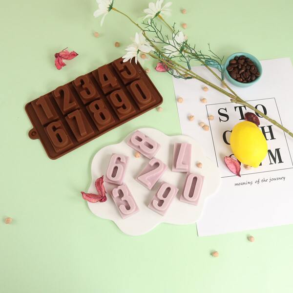 

1pc Number Chocolate Mold, Coffee brown