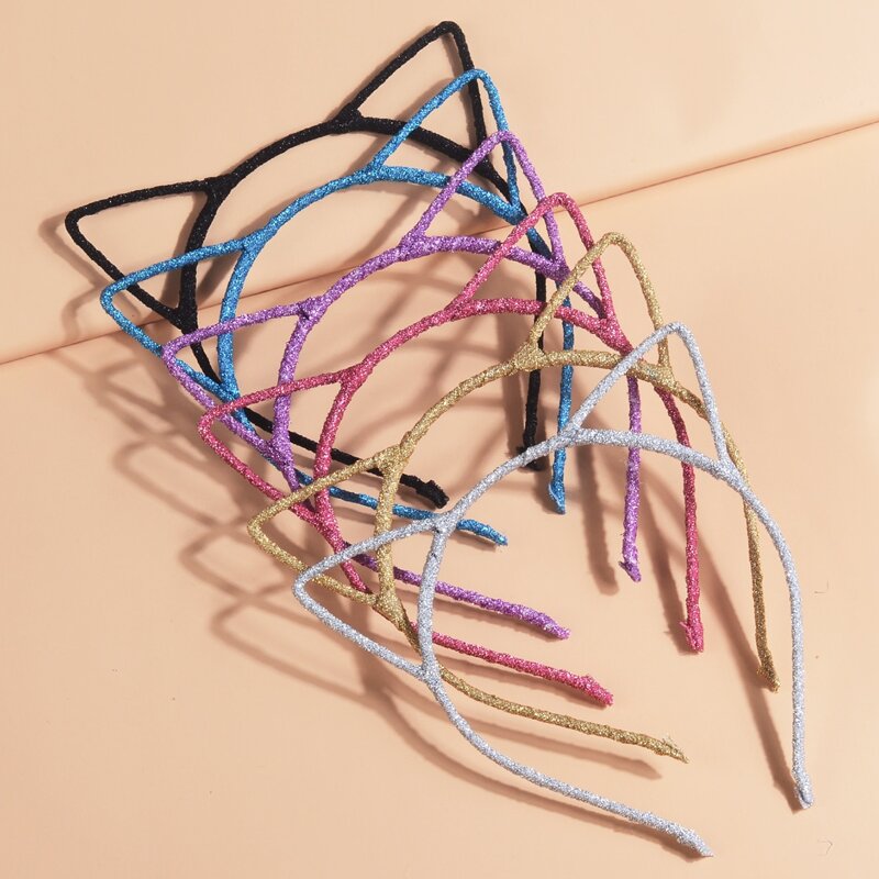 

6pcs Cat Ear Design Hair Hoop, Multicolor