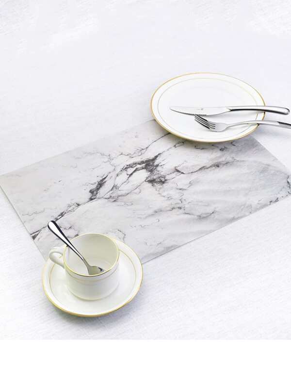 2pcs 16.9*11inch Placemat, Modern Marble Pattern Rectangle Table Mat