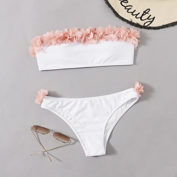 

Бикини-халтер с цветком, Белый