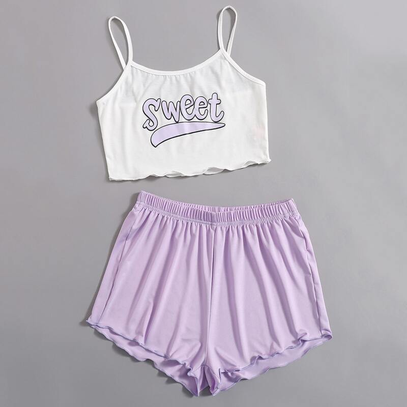 

Letter Lettuce Trim Pajama Set, Multicolor
