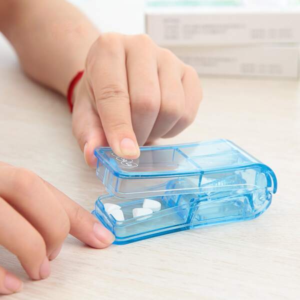 

1pc Portable Pill Cutter Storage Box, Blue