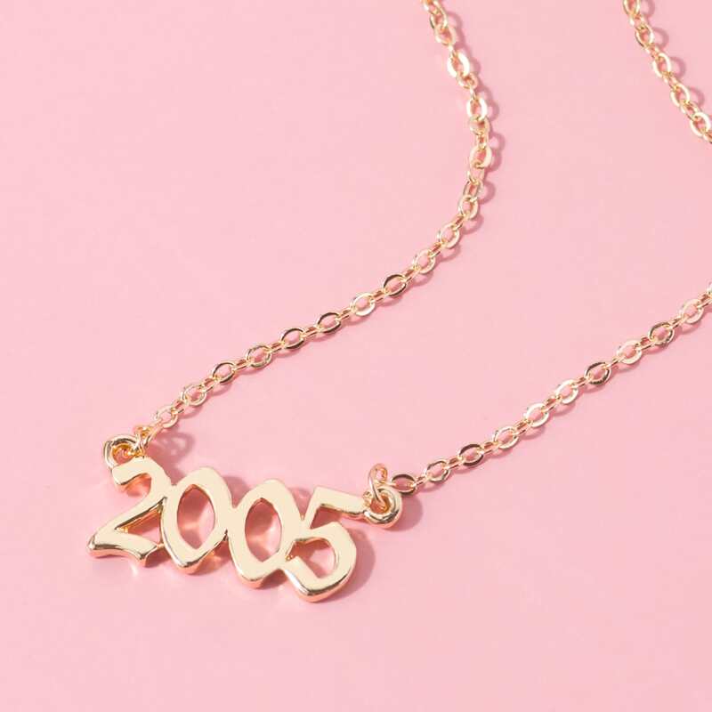 

1pc Number Pendant Chain Necklace, Gold