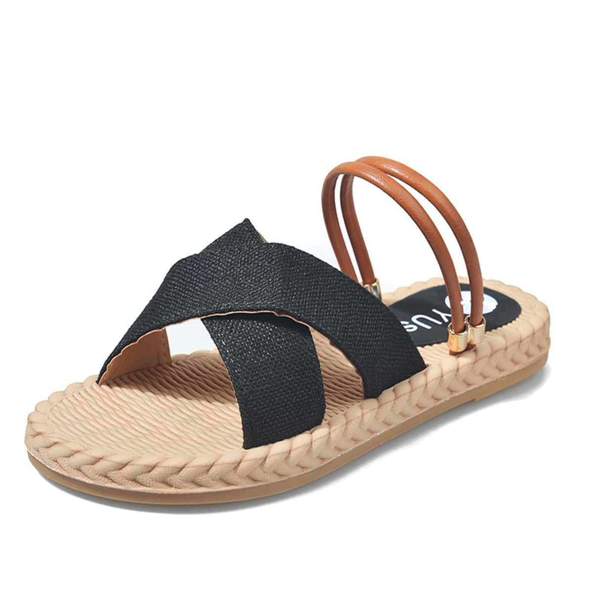 

Criss Cross Slide Sandals, Black