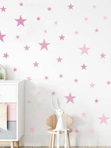 Star Print Kids Wall Sticker,Stickers,Wall Decal, Vinyl Decal For Home Decorations,Spring Decoration Items Refresh Your Home,Rama Decoration Stickers - Pink - View 3